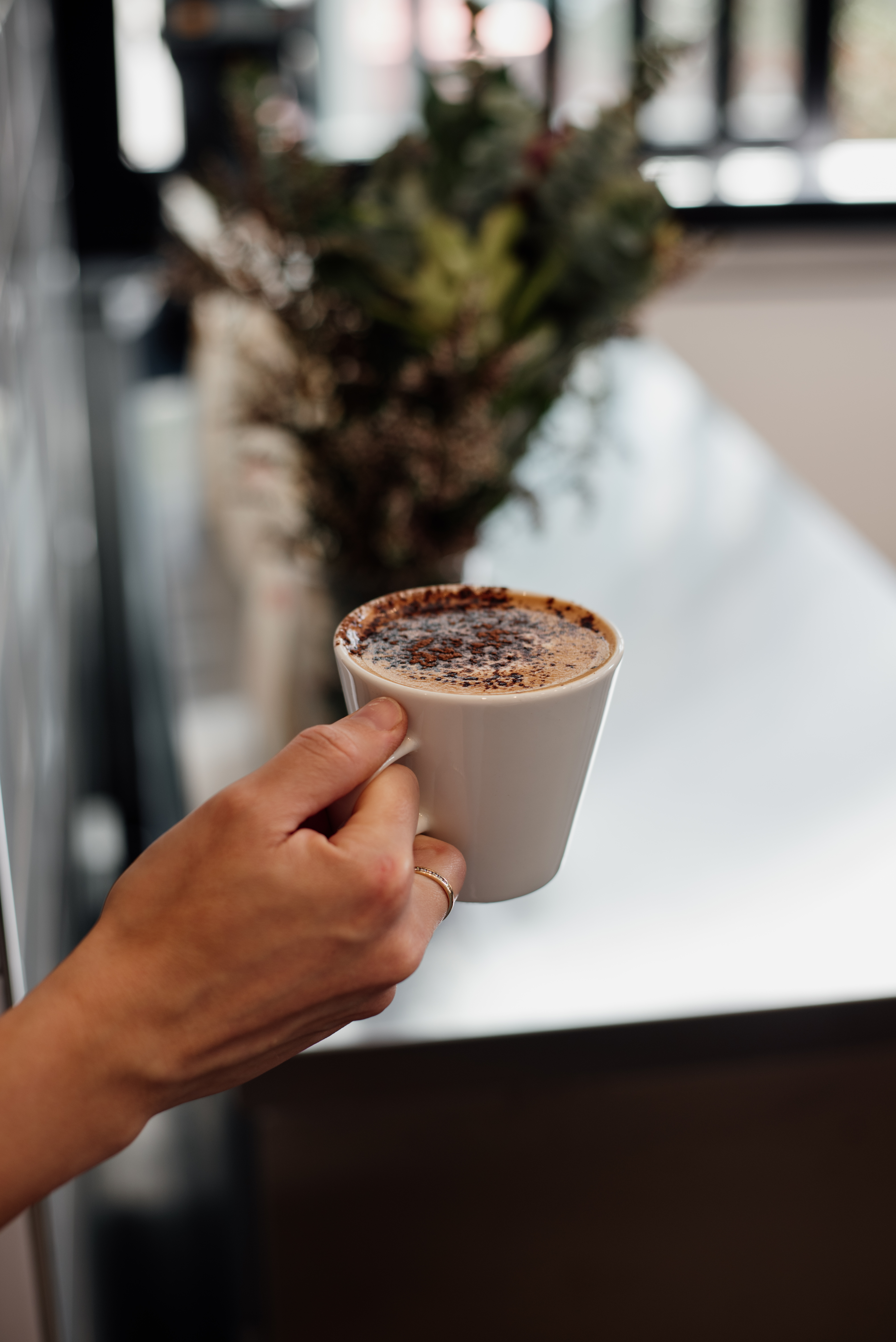 Freshly made cappuccino at Boxboy Coffee